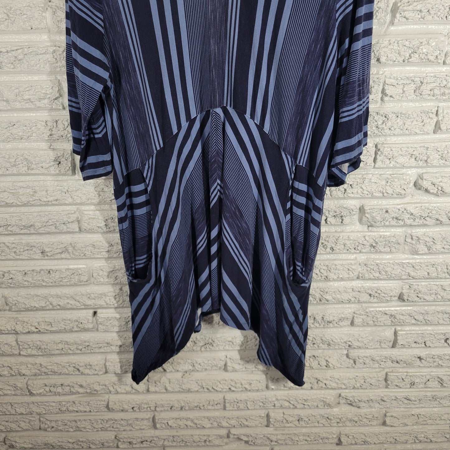 Avenue Womens Smock Tunic 18/20 Blue Stripe 3/4 Sleeve Blouse STR24E
