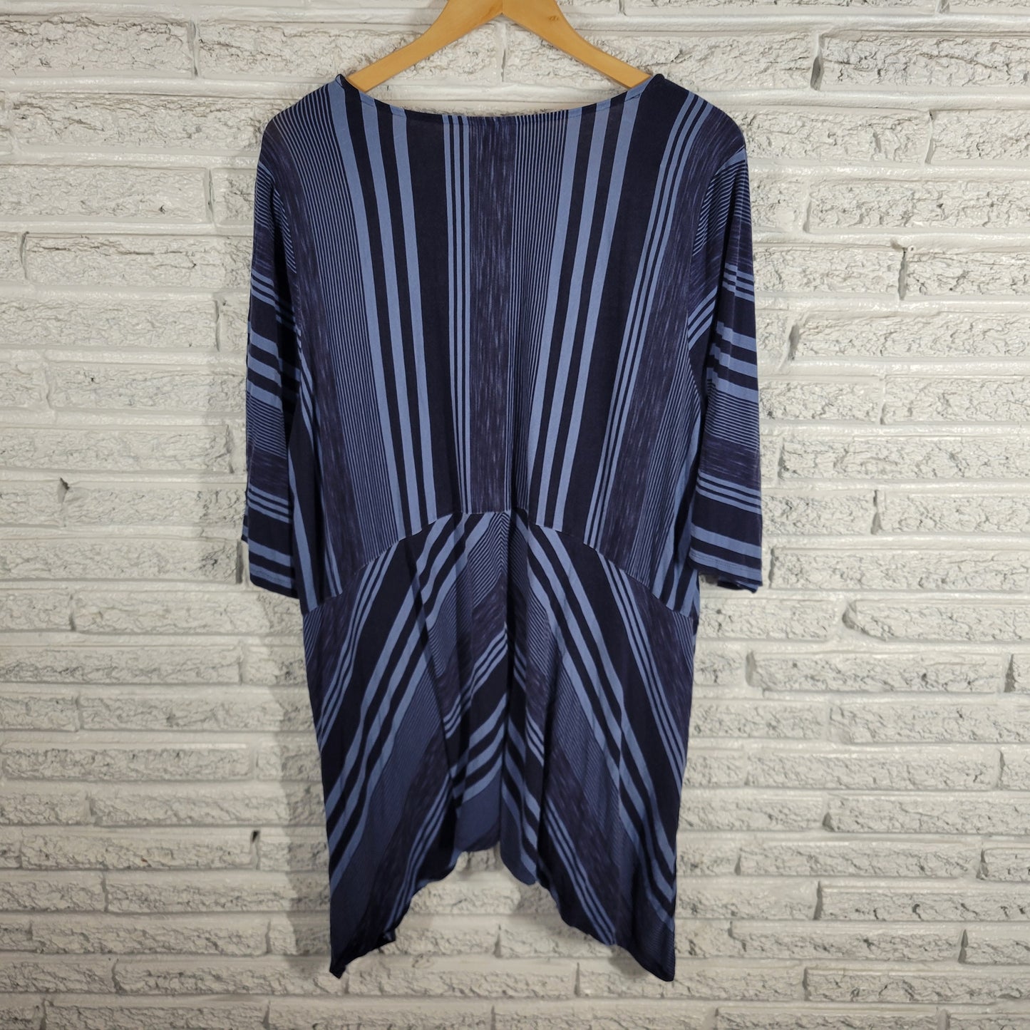 Avenue Womens Smock Tunic 18/20 Blue Stripe 3/4 Sleeve Blouse STR24E
