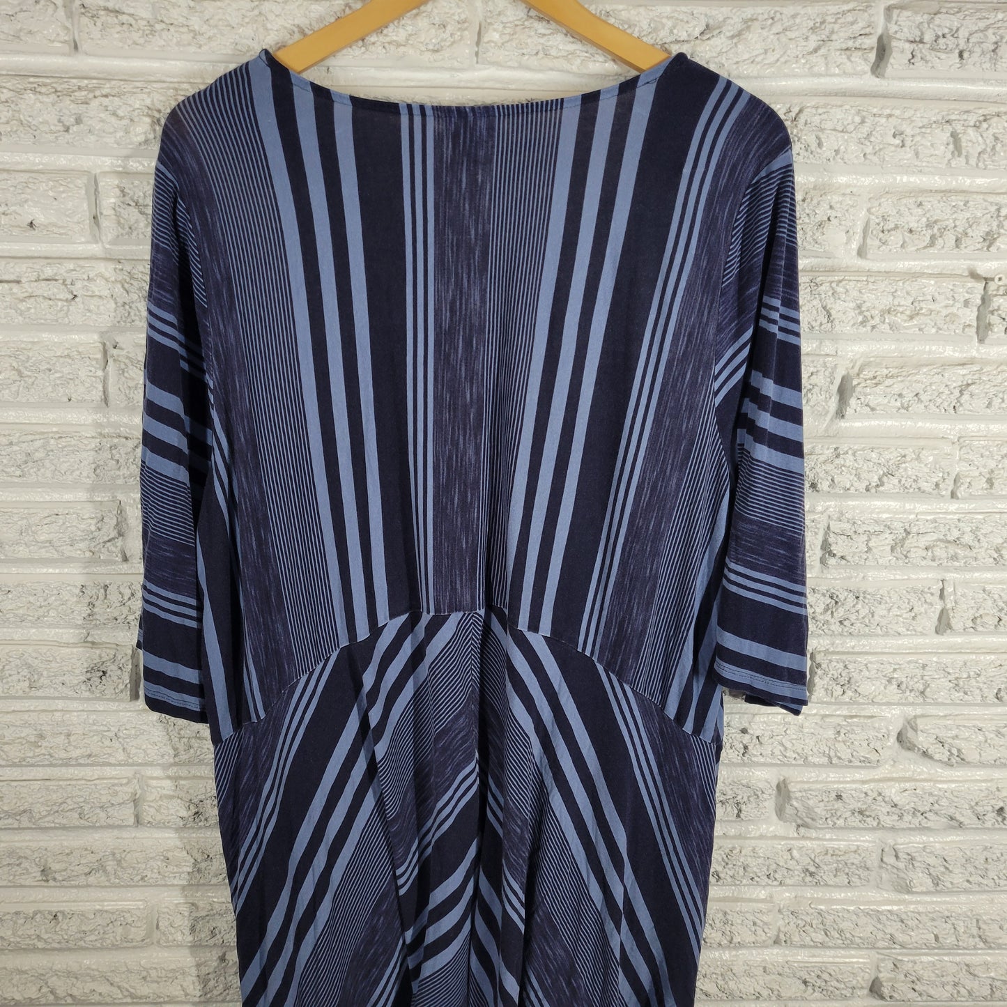 Avenue Womens Smock Tunic 18/20 Blue Stripe 3/4 Sleeve Blouse STR24E