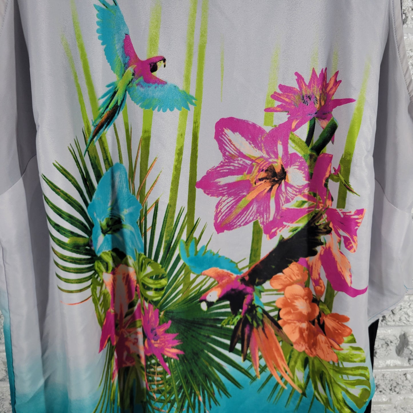 Worthington 2X Tunic Blouse Multicolor Parrot Floral Sleeveless Lined FLO151E