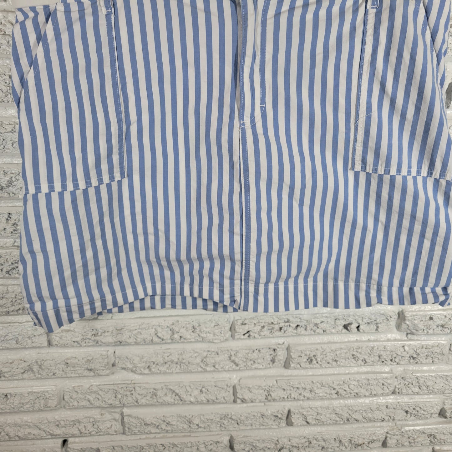 Lee Womens Skort 22 Blue White Stripe Elastic Waist Pocket Plus Size STR47E