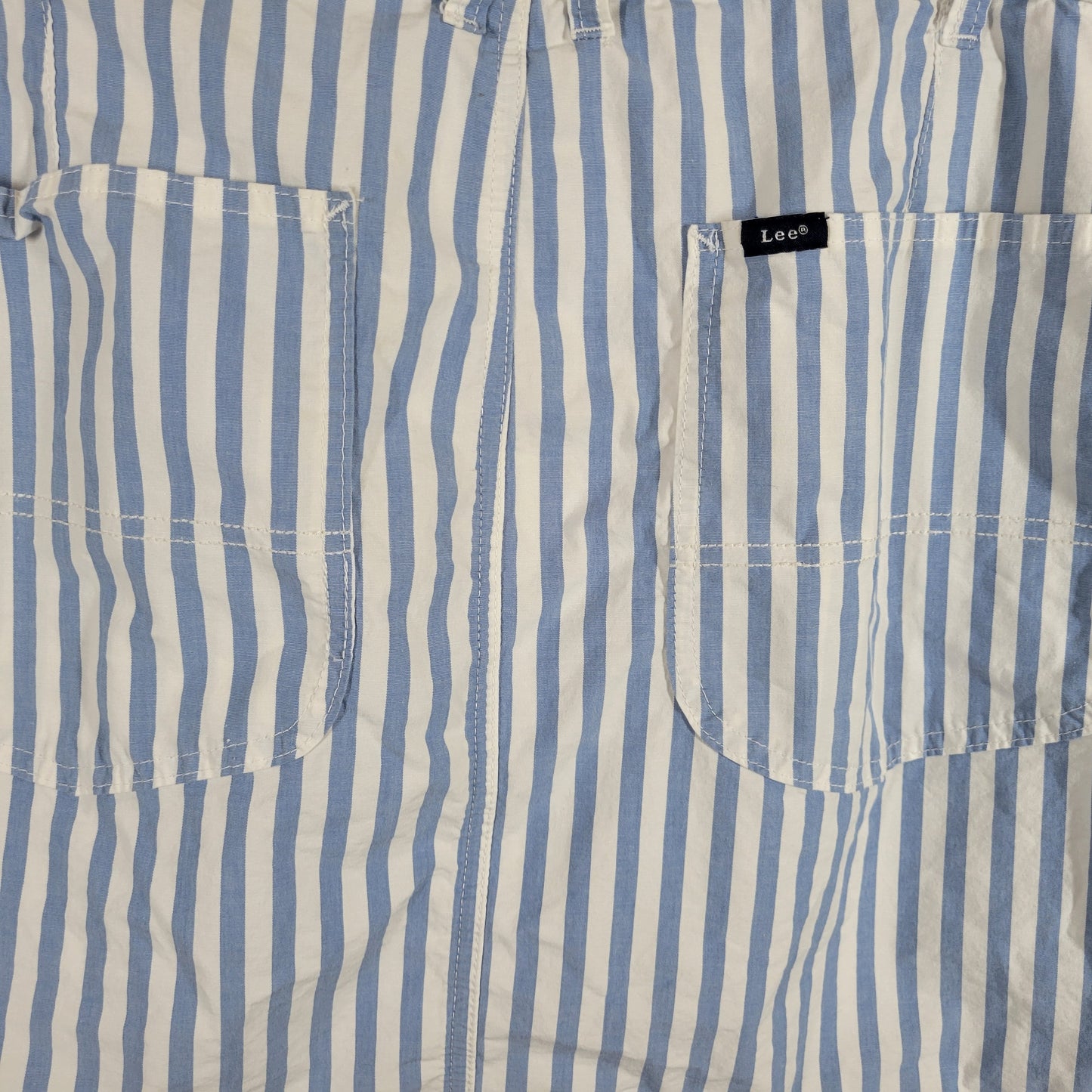 Lee Womens Skort 22 Blue White Stripe Elastic Waist Pocket Plus Size STR47E