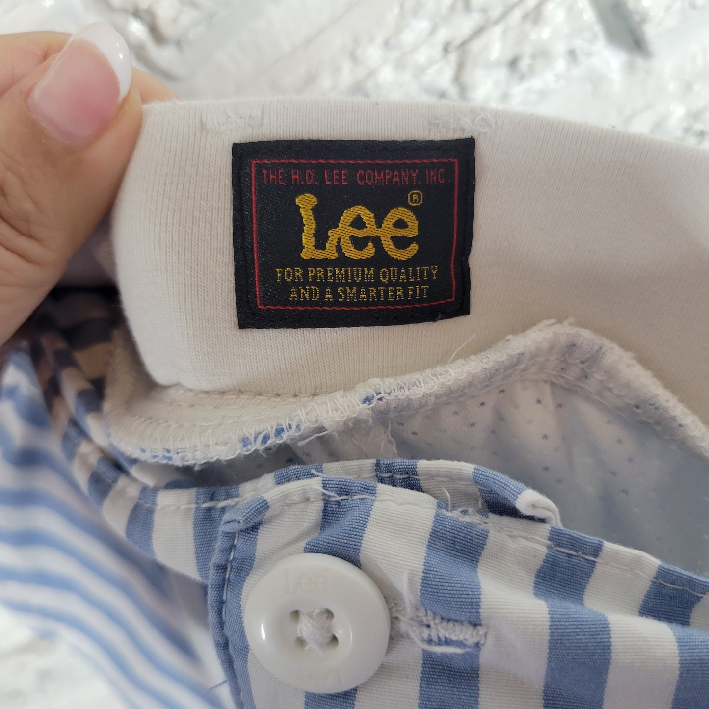 Lee Womens Skort 22 Blue White Stripe Elastic Waist Pocket Plus Size STR47E