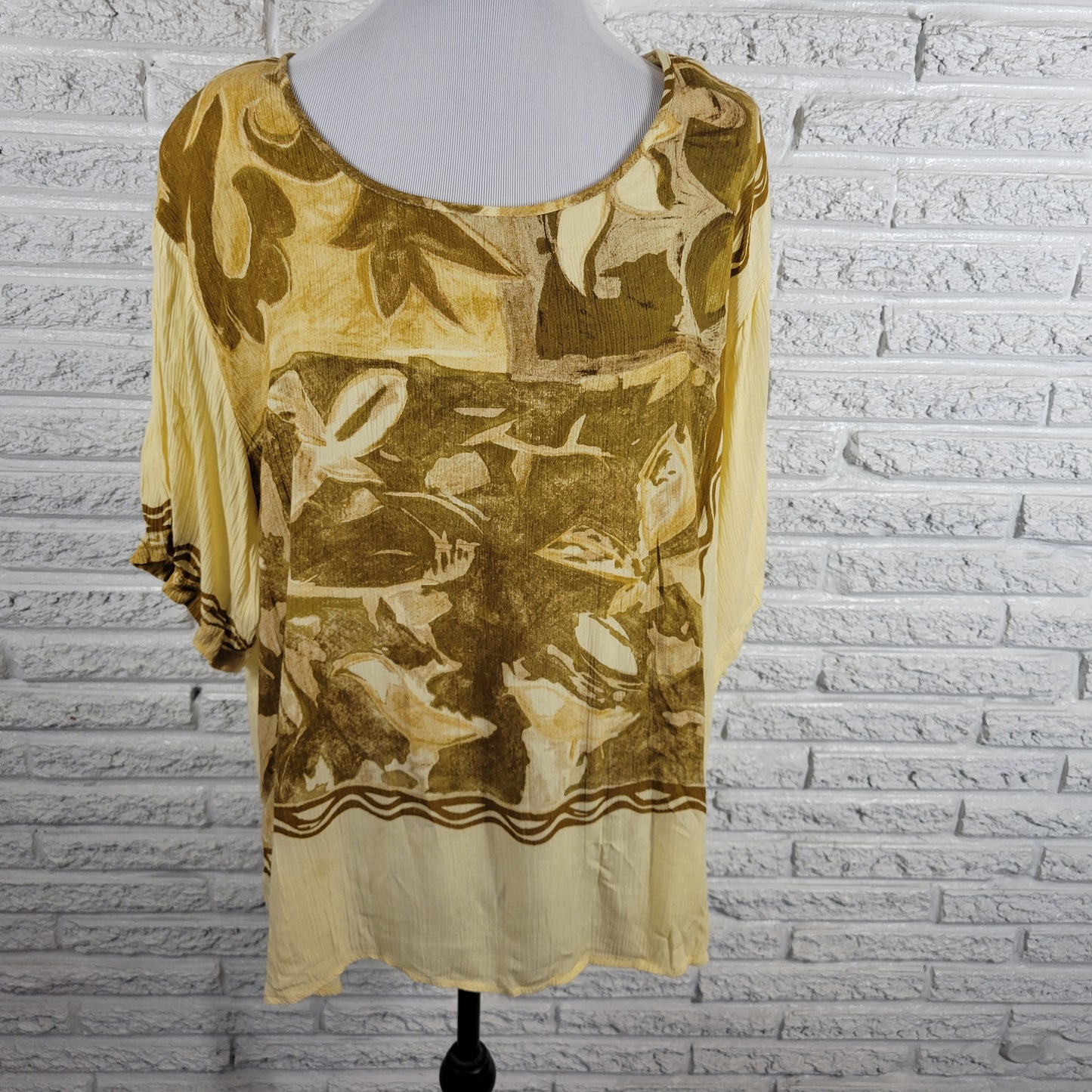 Kaktus Womens 2X Blouse Top Abstract Multicolor Keyhole Round Neck Rayon A17E
