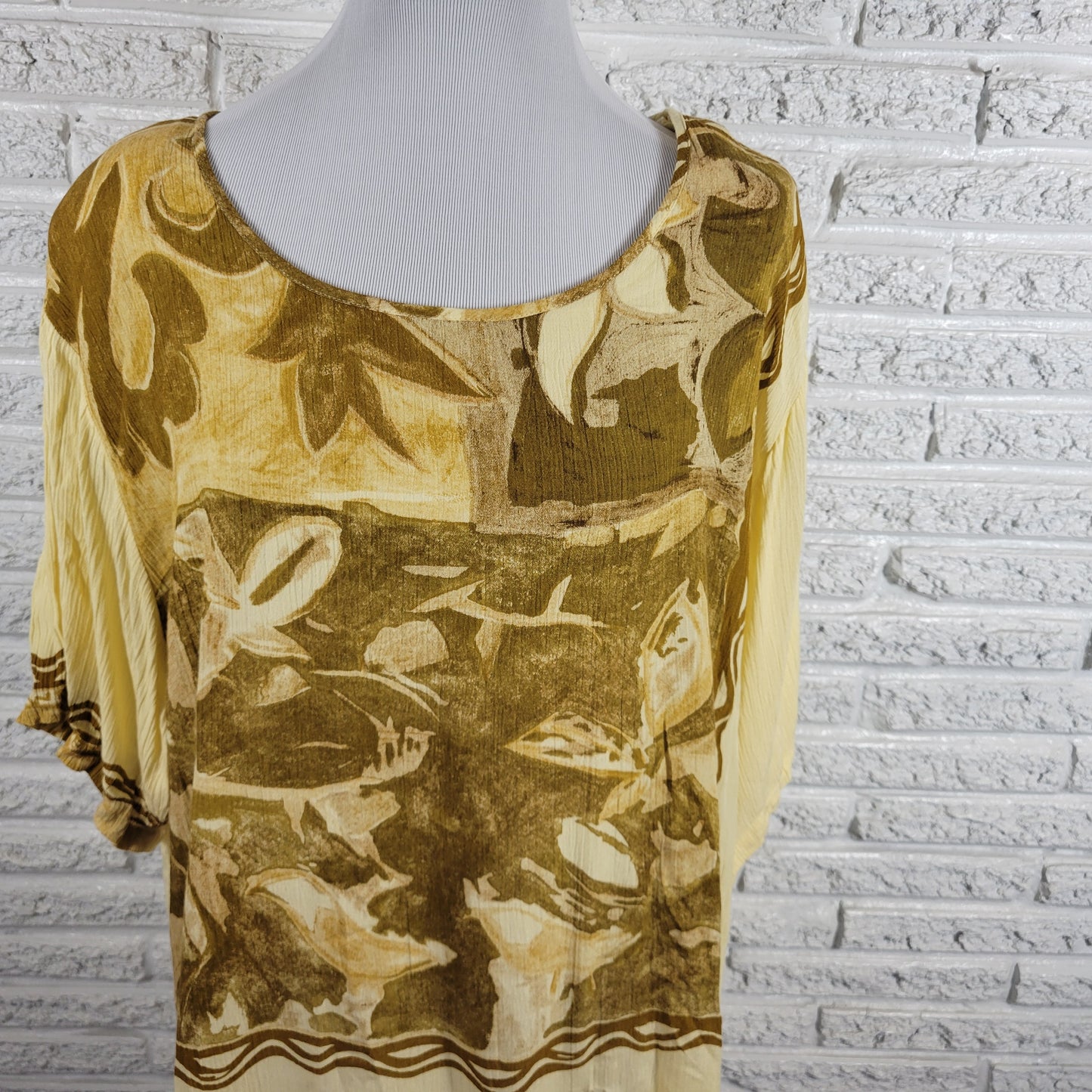 Kaktus Womens 2X Blouse Top Abstract Multicolor Keyhole Round Neck Rayon A17E