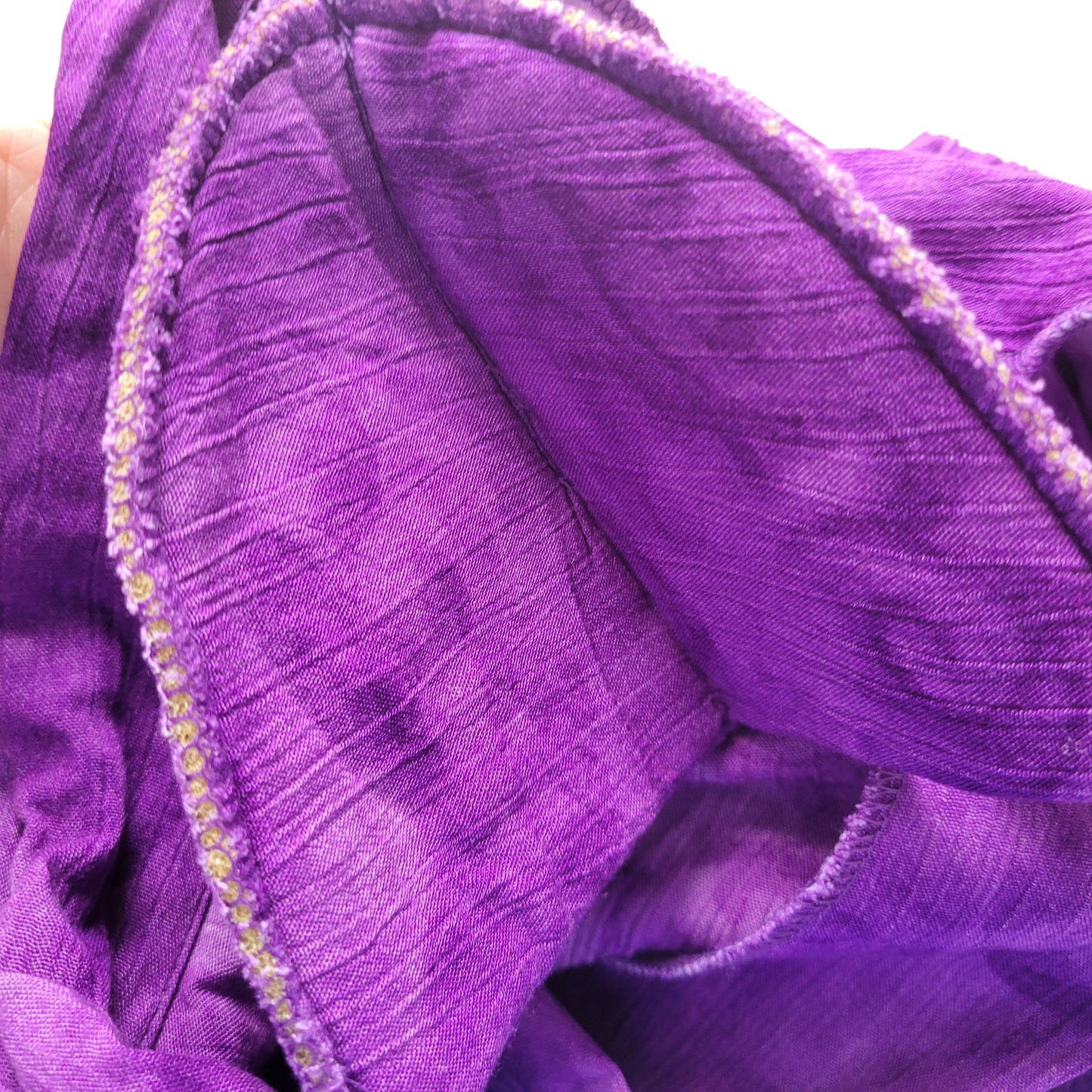 CM Shapes Women 2X Purple Embroidered Button Up Top Shirt Rayon PUR57E