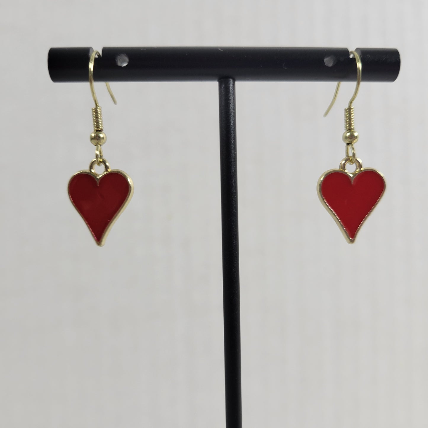 Heart Poker Suit Casino Earrings Hanging Dangle Novelty Fish Hook