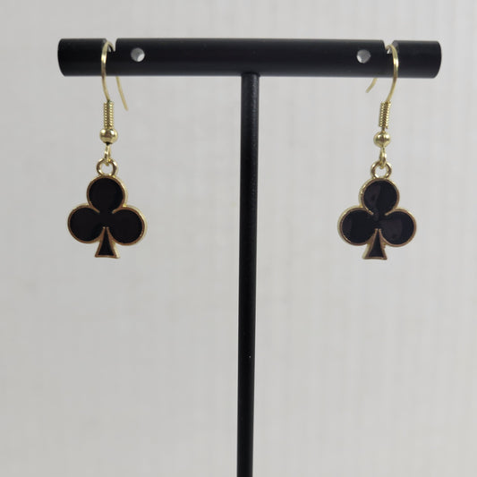 Clubs Poker Suit Casino Earrings Hanging Dangle Novelty Fish Hook