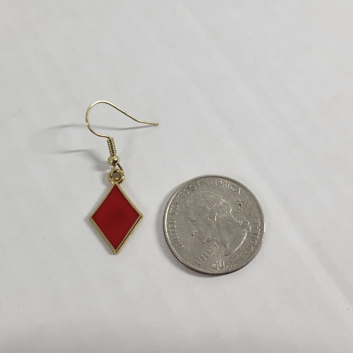 Diamonds Poker Suit Casino Earrings Hanging Dangle Novelty Fish Hook