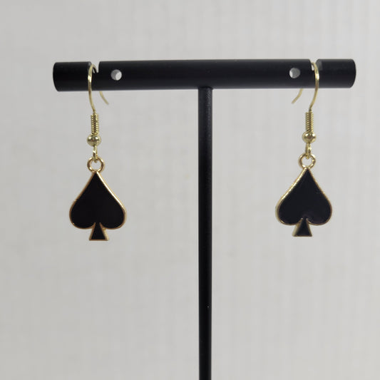 Spades Poker Suit Casino Earrings Hanging Dangle Novelty Fish Hook