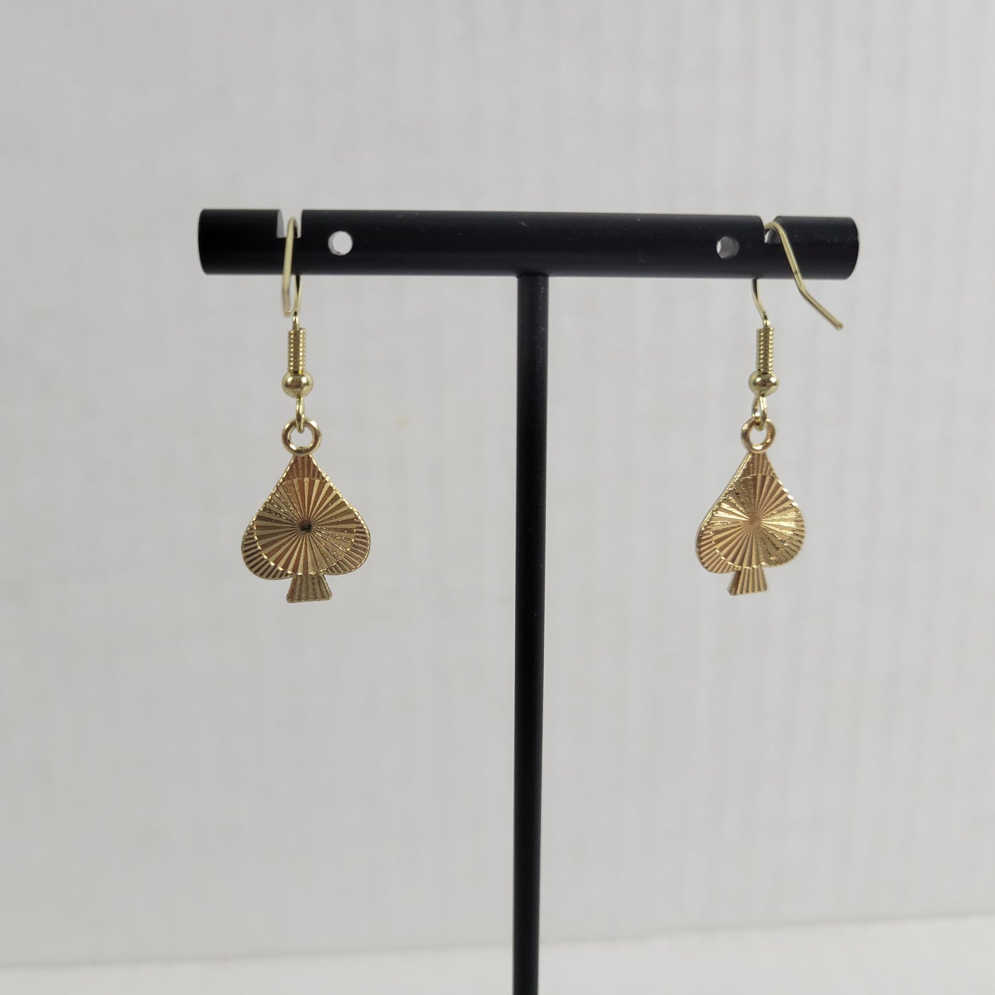 Spades Poker Suit Casino Earrings Hanging Dangle Novelty Fish Hook