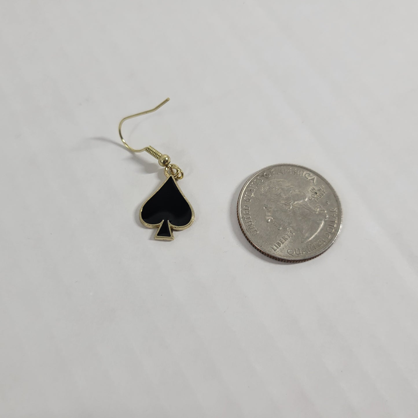 Spades Poker Suit Casino Earrings Hanging Dangle Novelty Fish Hook