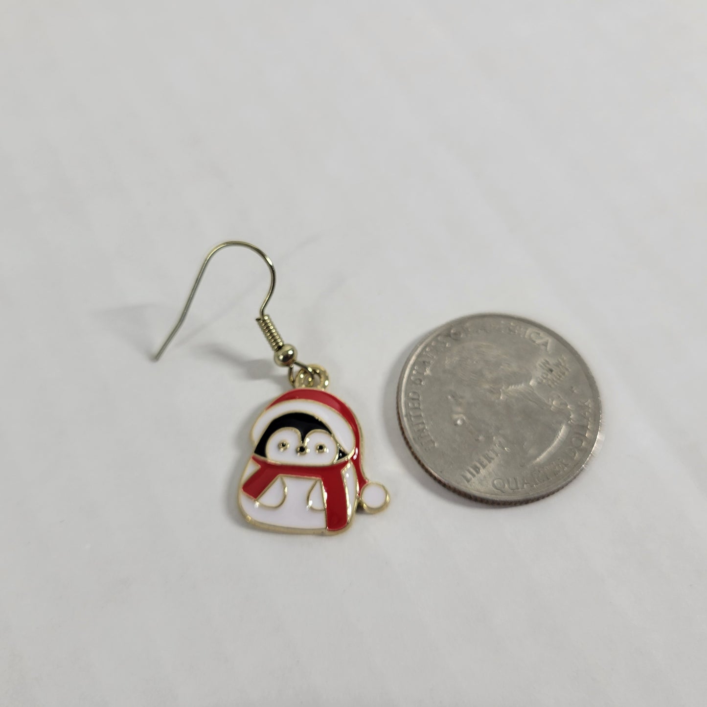 Santa Claus Penguins Earrings Christmas Gold Tone Fish Hook Holiday Winter