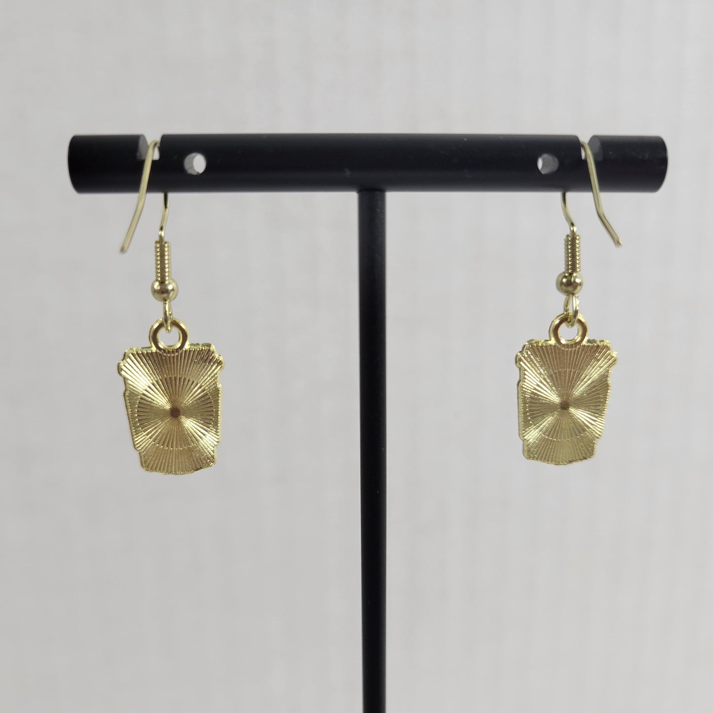 Coffee Cup Earrings One Pair Gold Tone Fish Hook Dangle Caffeine Morning Joe