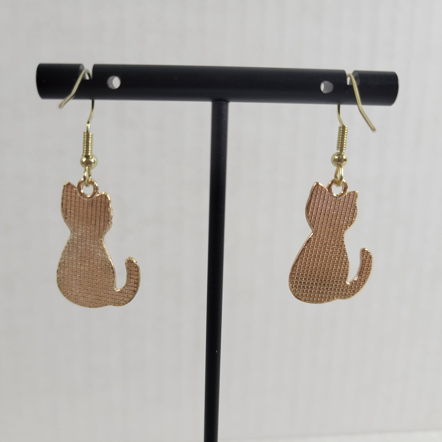 Beige Cat Dangle Earrings Fish Hook Kitten Drop Jewelry Animal Lover Gift E17E
