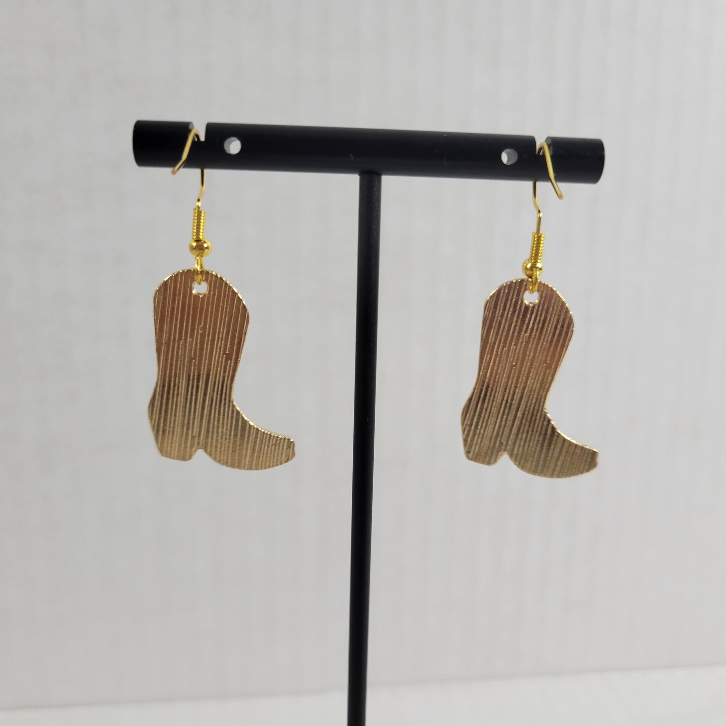 Cowgirl Boot Cow Print Dangle Earrings Black White Western Drop E18E