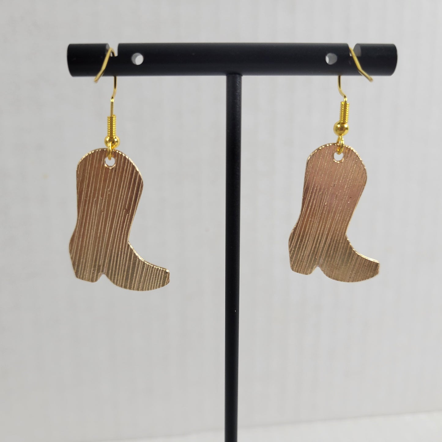 Pink Blue Cowgirl Boot Dangle Earrings Western Splotch Country Jewelry E19E