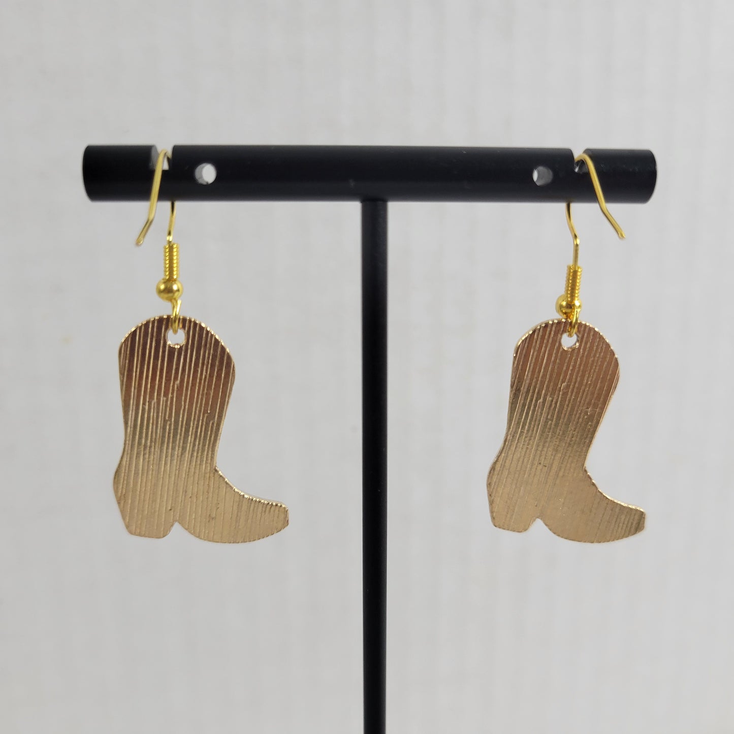 Brown Tan Cowgirl Boot Dangle Earrings Western Splotch Drop Jewelry E20E