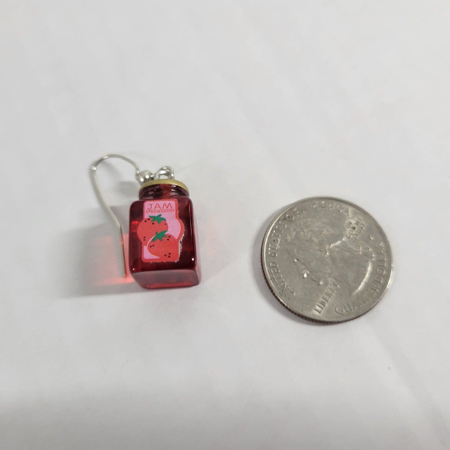 Strawberry Jam Jars 3D Dangle Earrings Red Fruit Food Fish Hook Novelty E21E