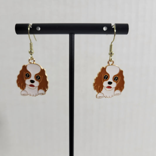 Brown Spaniel Dog Dangle Earrings Fish Hook Puppy Jewelry Pet Lover E22E
