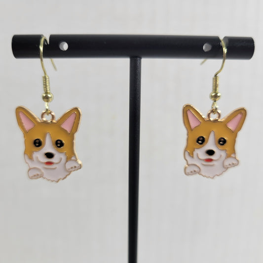 Corgi Dog Dangle Earrings Fish Hook Puppy Novelty Jewelry Pet Lover Gift E24E