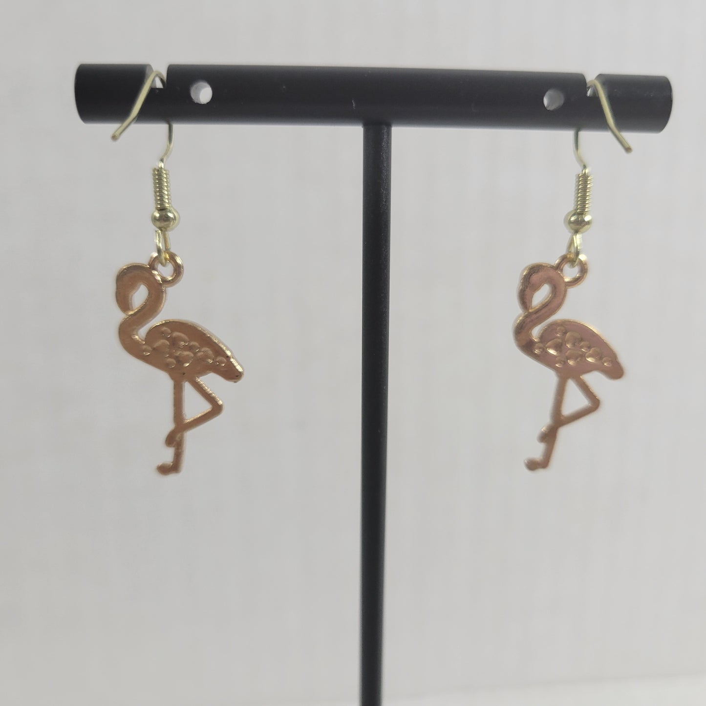 Flamingos Blue Womens Earrings One Pair Gold Tone Hanging Dangle Fish Hook