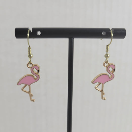Pink Flamingo Dangle Earrings Fish Hook Women Drop Jewelry Tropical Gift E30E