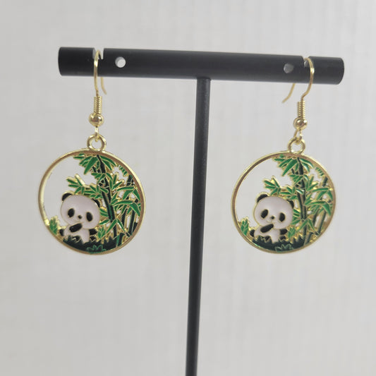 Panda Bear Dangle Earrings Cute Animal Hanging Novelty Statement Jewelry E34E