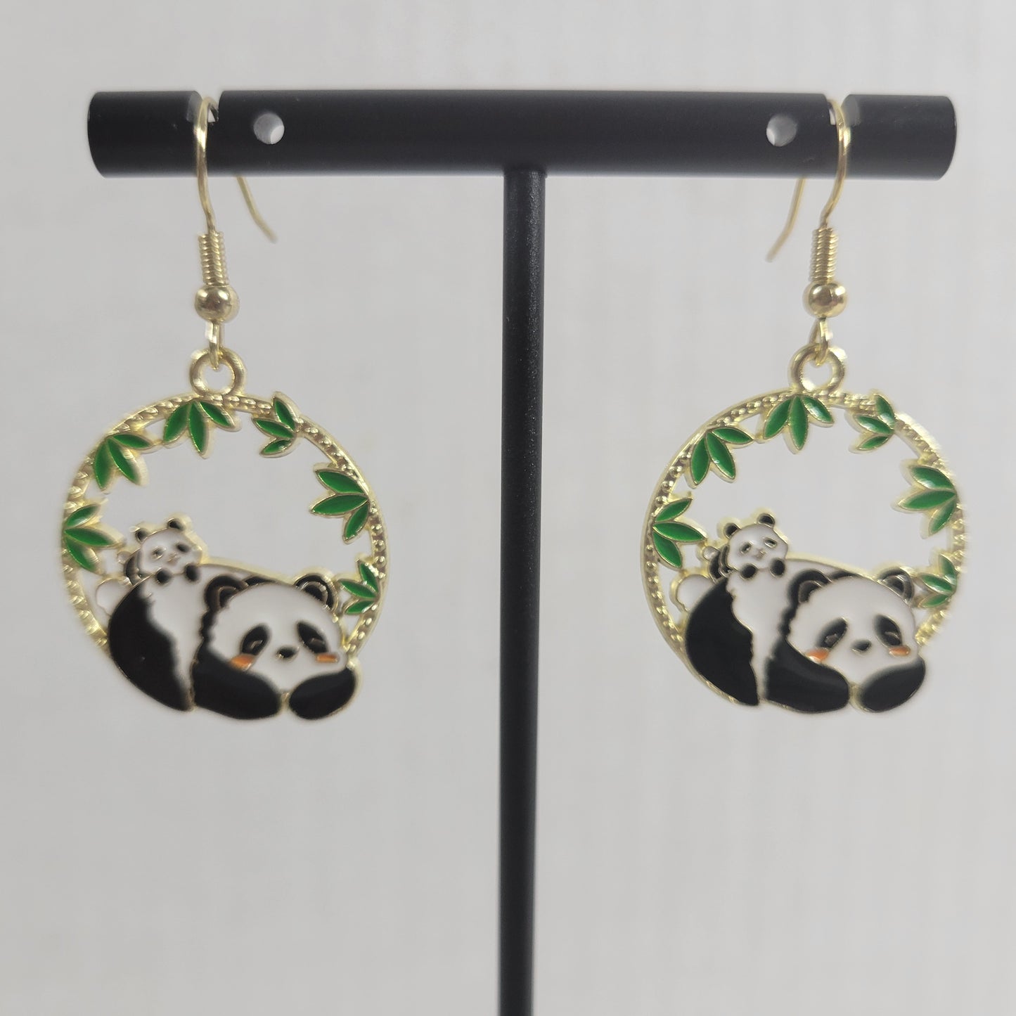 Panda Bear Mom Baby Dangle Earrings Fish Hook Fashion Novelty Jewelry New E36E