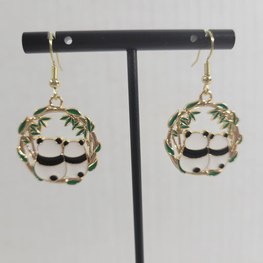 Panda Bears Dangle Earrings Fish Hook Cute Animal Novelty Statement New E37E