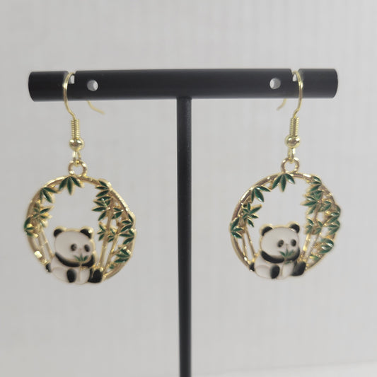 Panda Bear Dangle Earrings Fish Hook Cute Animal Hanging Novelty Jewelry E38E