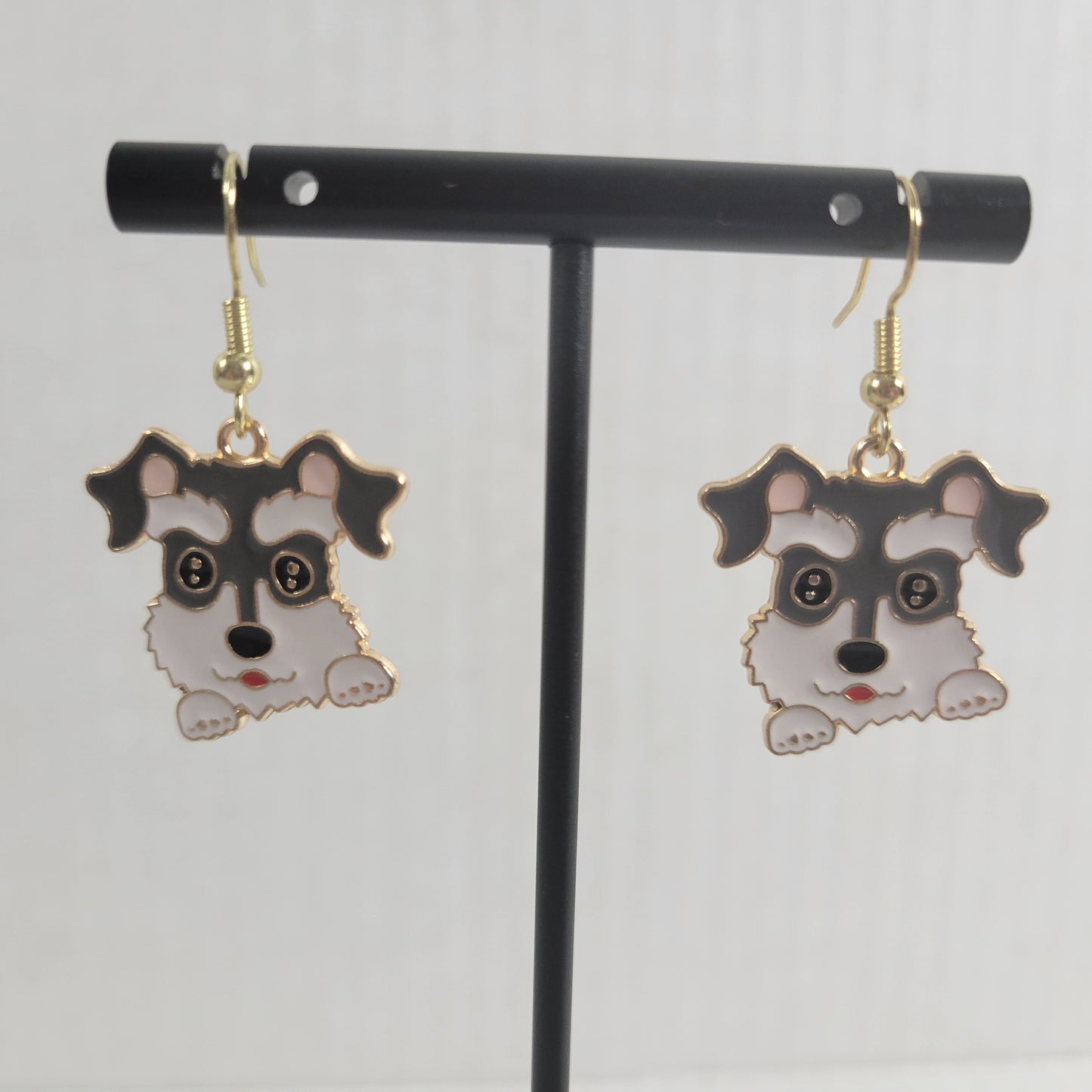 Schnauzer Dog Dangle Earrings Fish Hook Puppy Novelty Jewelry Pet Lover E39E