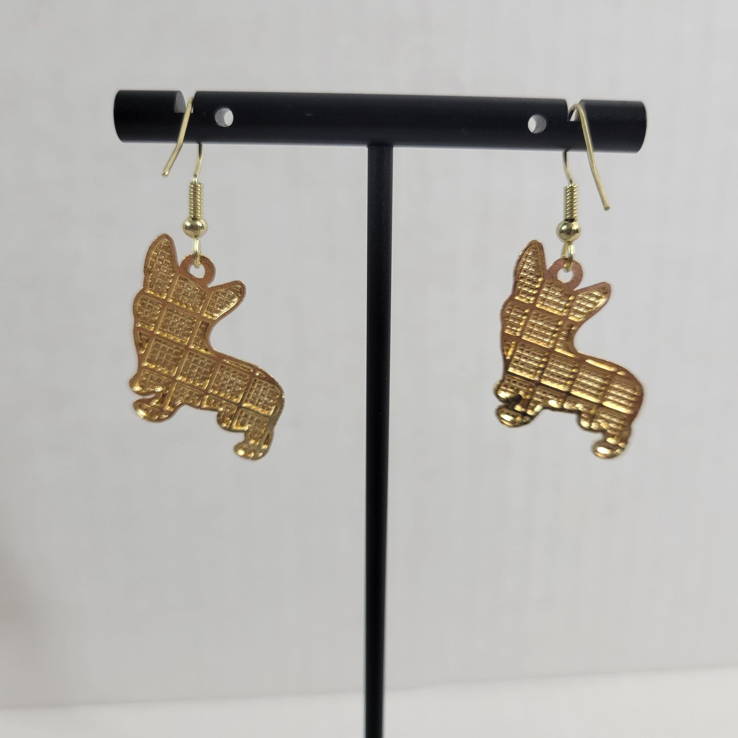 Corgi Dog Puppy Dangle Earrings Gold Tone Novelty Women Multicolored E40E