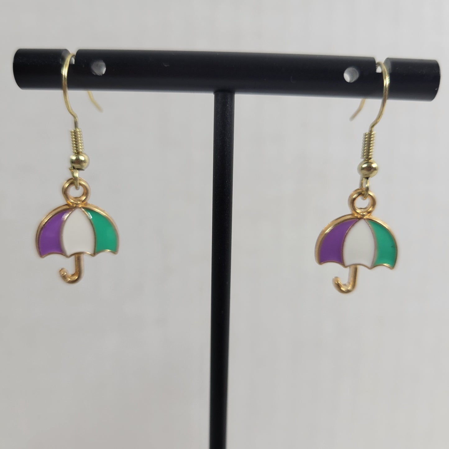 Umbrella Dangle Earrings Gold Tone Alloy Novelty Multicolored Women Jewelry E41E