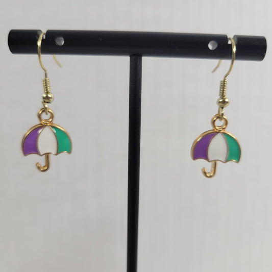 Umbrella Dangle Earrings Gold Tone Alloy Novelty Multicolored Women Jewelry E41E