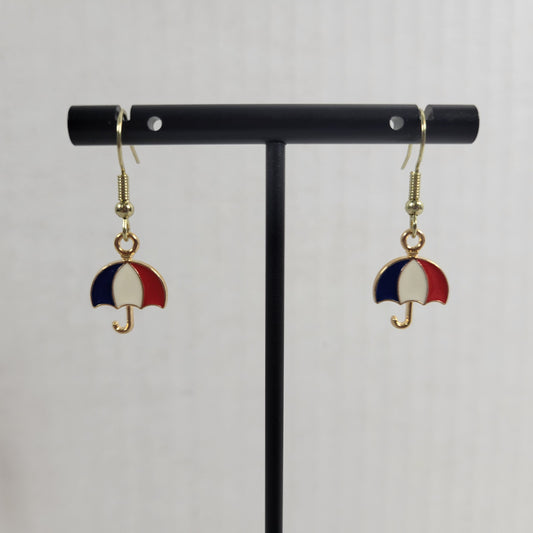 Umbrella Dangle Earrings Gold Tone Alloy Multicolored Women Novelty Jewelry E42E
