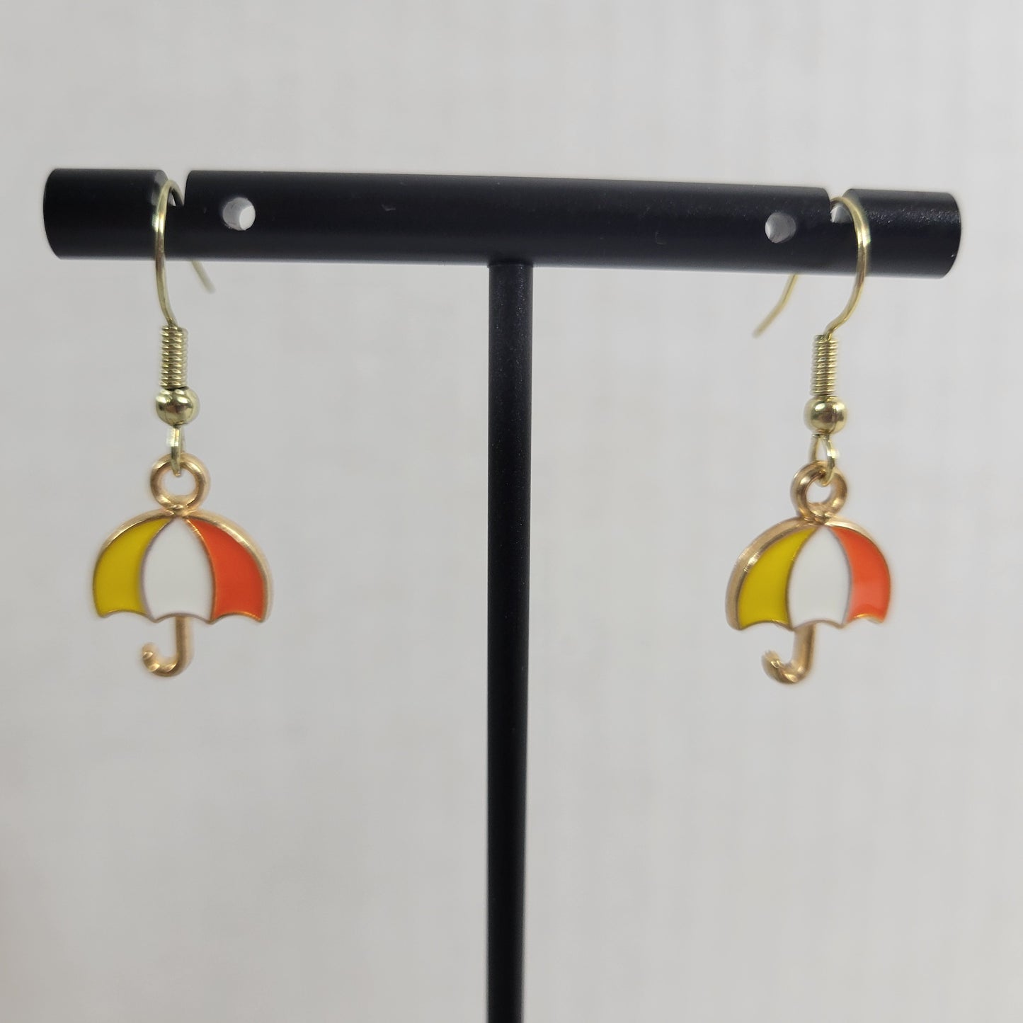 Umbrella Dangle Earrings Women Gold Tone Alloy Novelty Multicolored Jewelry E43E