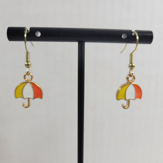 Umbrella Dangle Earrings Women Gold Tone Alloy Novelty Multicolored Jewelry E43E
