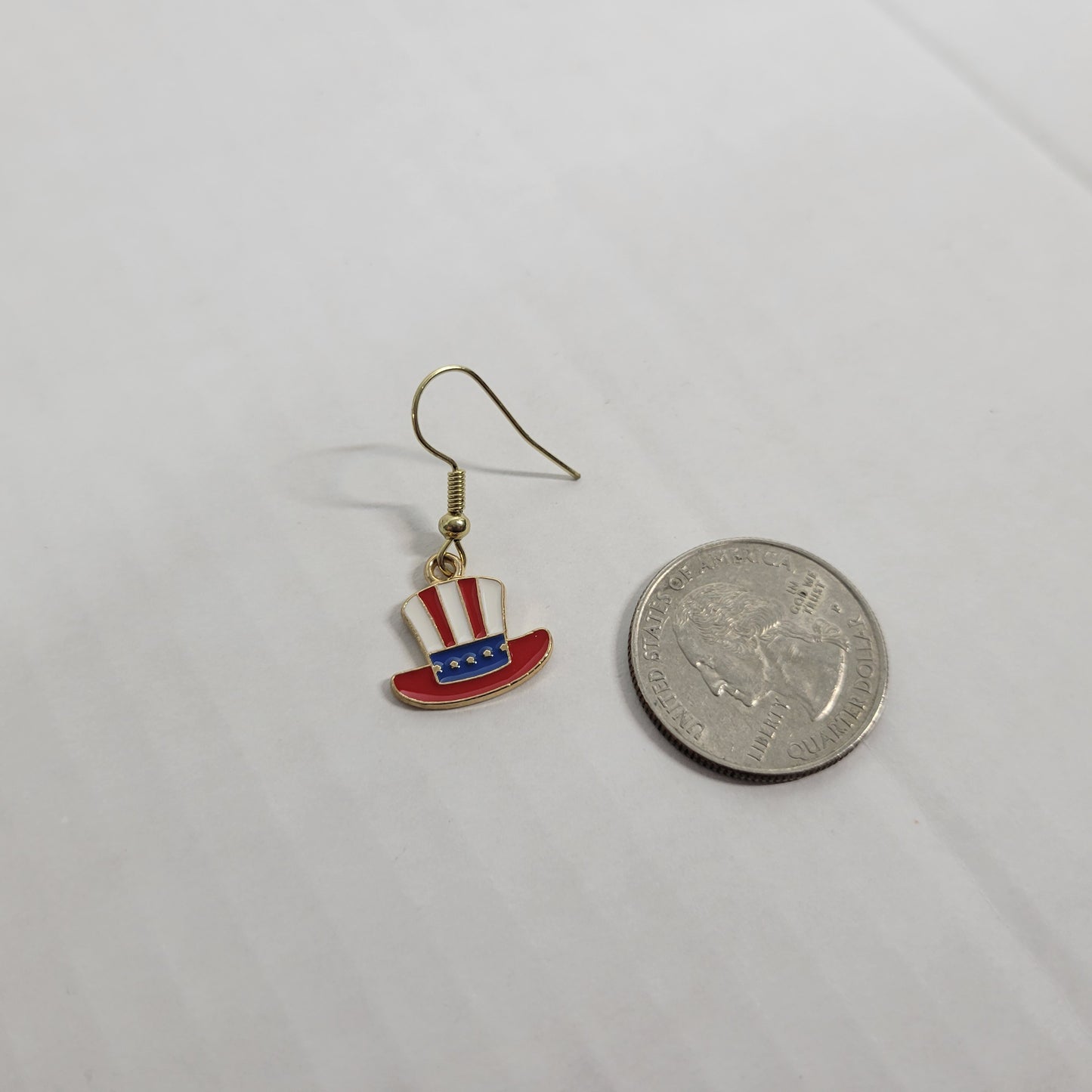 Uncle Sam Hat Patriotic Earrings July 4th Dangle Drop Multicolored Women E44E