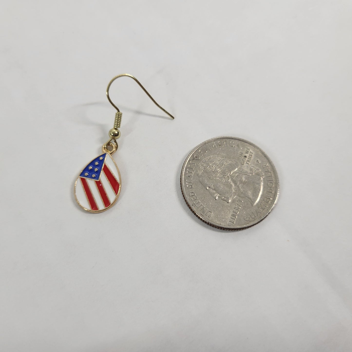 USA Flag Teardrop Earrings Patriotic July 4th Dangle Drop Women Holiday E45E