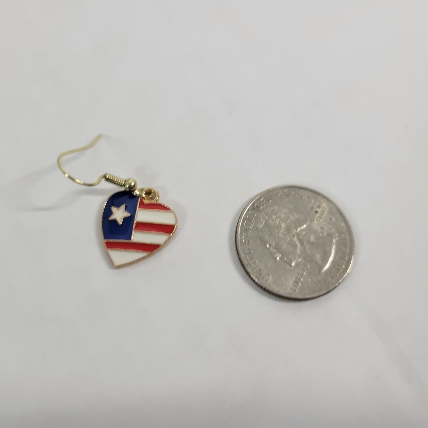 USA Flag Heart Earrings Patriotic July 4th Dangle Multicolored Women E46E