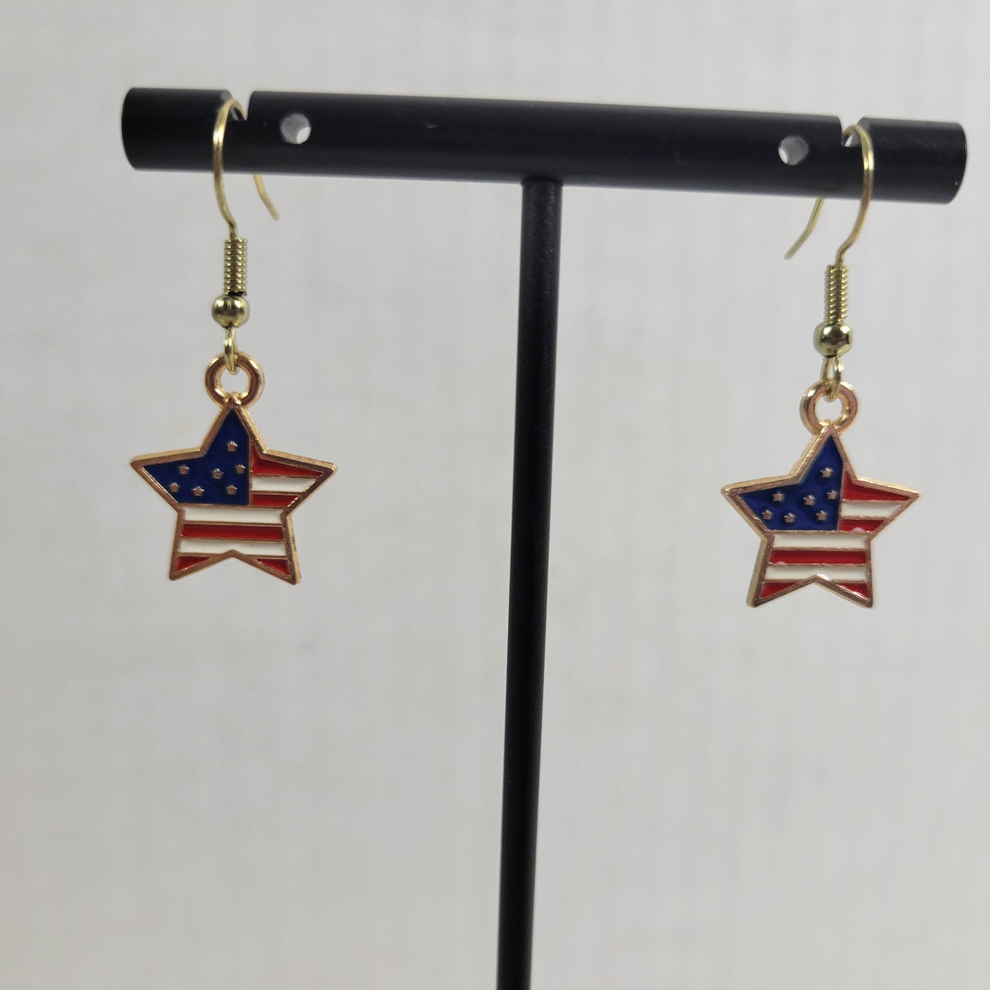 USA Flag Star Earrings Patriotic July 4th Dangle Drop Multicolored Women E47E