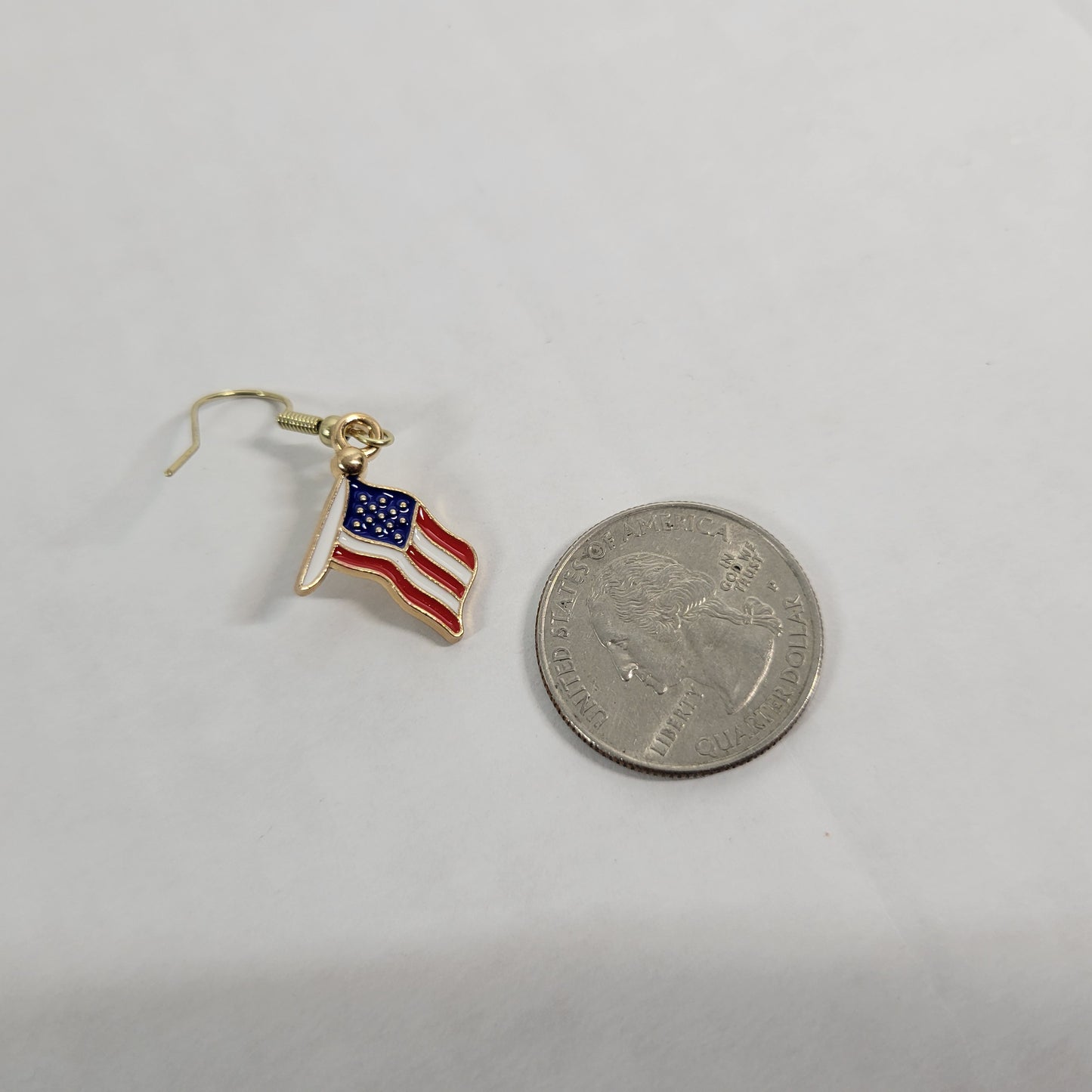 USA Flag Pole Earrings Patriotic July 4th Stars Stripes Dangle Drop Women E48E