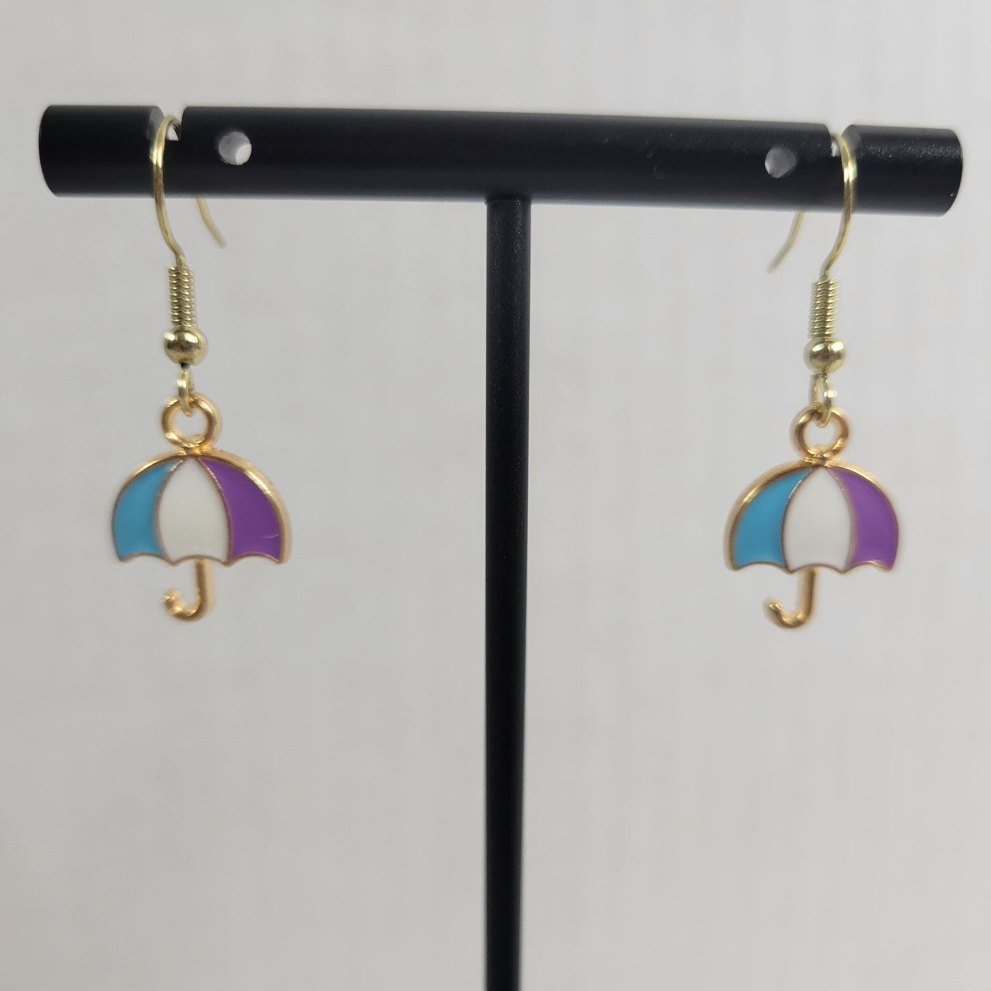 Umbrella Dangle Earrings Gold Tone Alloy Novelty Multicolored Women Jewelry E51E