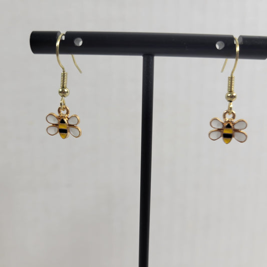 Bumblebee Dangle Earrings Gold Tone Zinc Alloy Novelty Multicolored Womens E54E