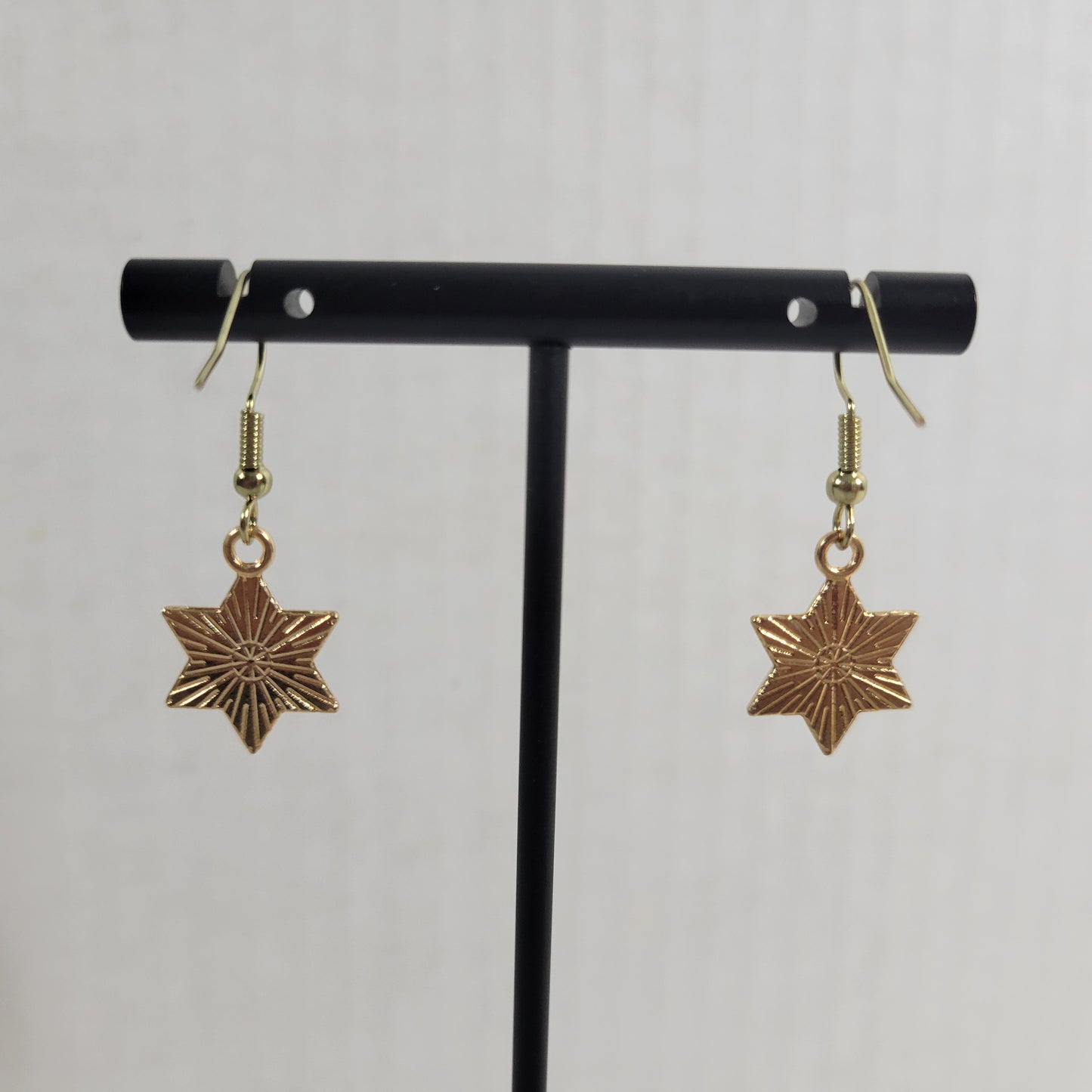 USA 6 Point Star Flag Earrings Patriotic July 4th Dangle Drop Women Jewelry E56E