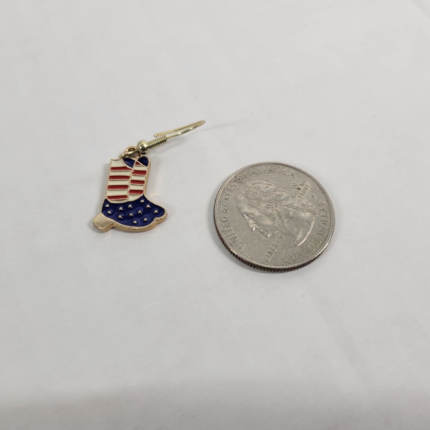 USA Flag Cowgirl Boots Earrings Patriotic July 4th Dangle Drop Women E57E