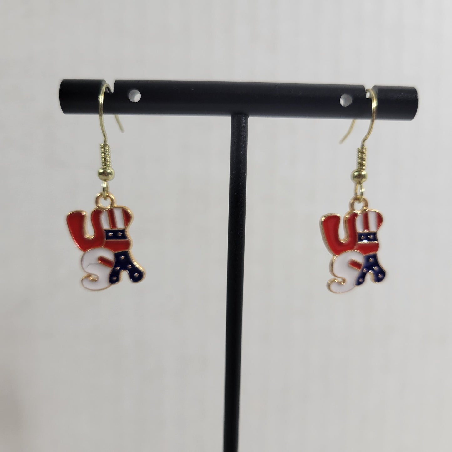 USA Flag Dangle Earrings Patriotic July 4th Drop Multicolored Women Jewelry E59E