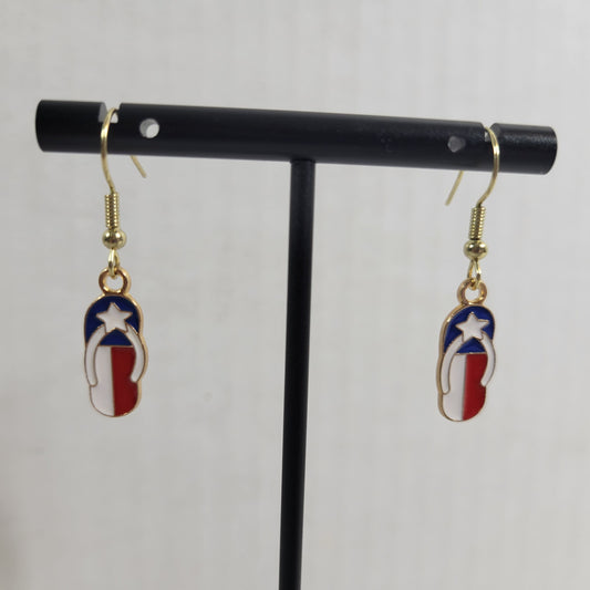 USA Flag Flip Flops Earrings Patriotic July 4th Dangle Drop Summer Women E60E