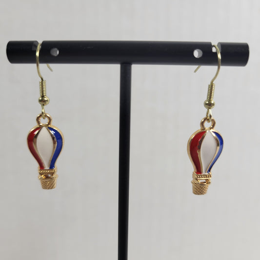 USA Hot Air Balloon Earrings Patriotic July 4th Dangle Drop Women Holiday E62E
